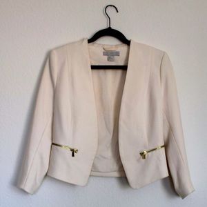 White Blazer w/ Gold Zip Detail